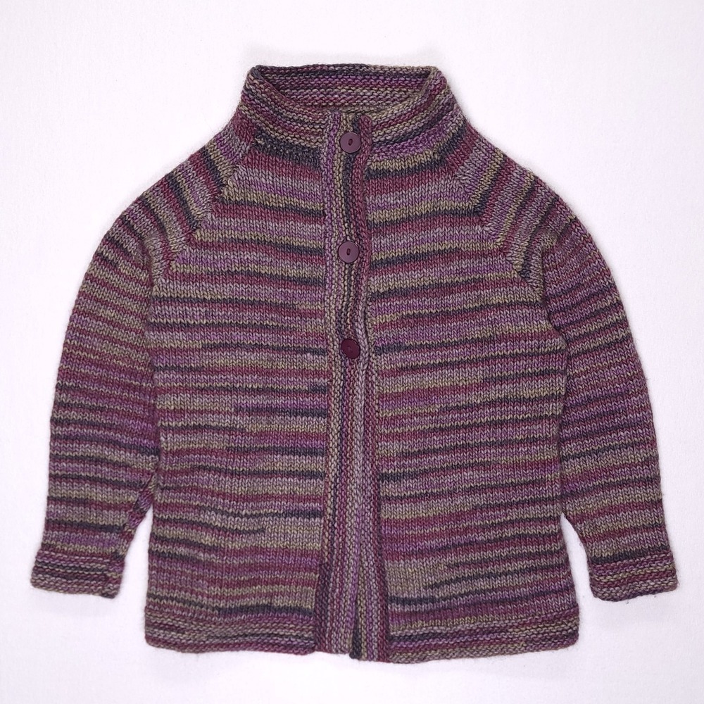 Handmade Open Cardigan Sweater Purple Gray Boho